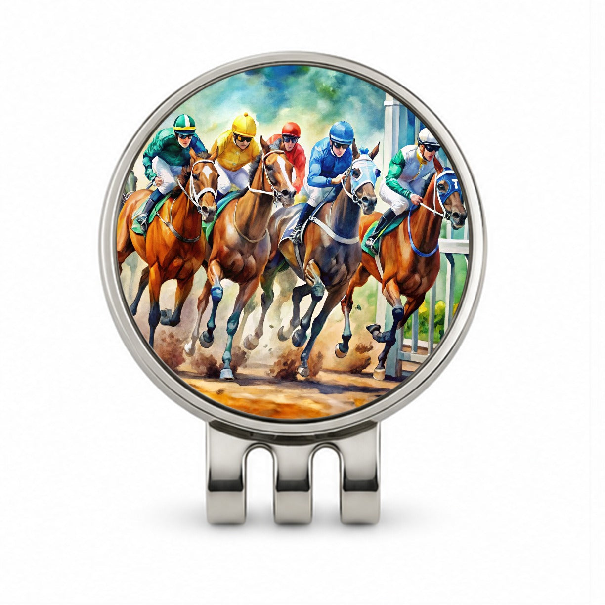 Horse Racing Track Golf Hat Clip with Ball Marker
