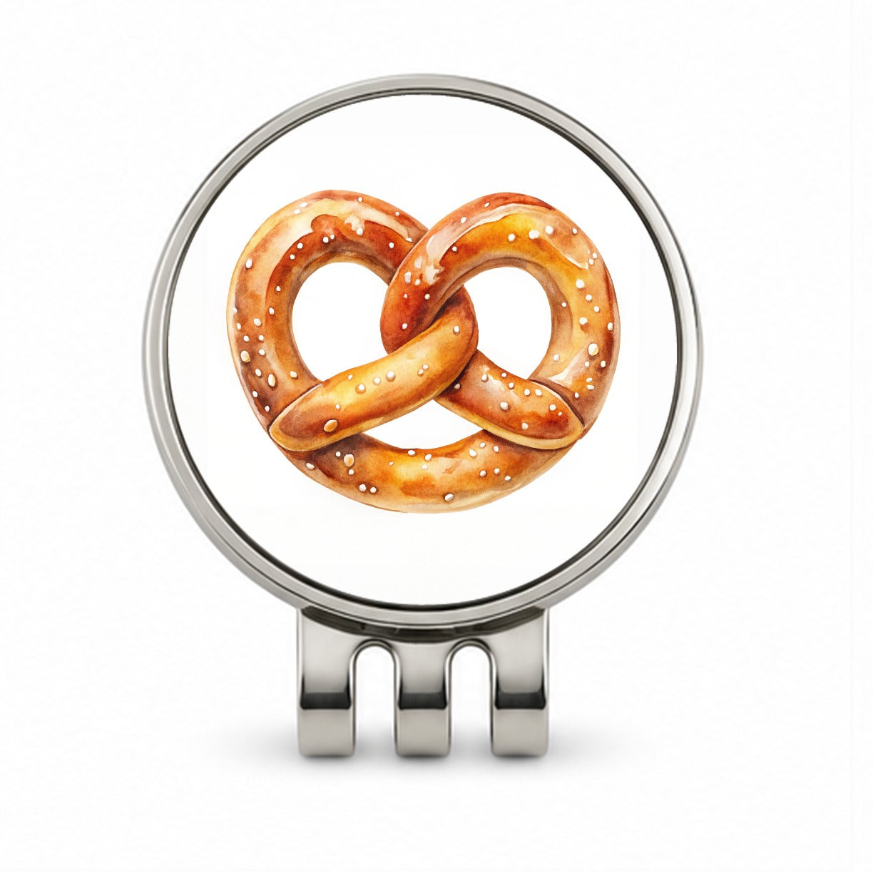 Pretzel Knot Oktoberfest Watercolor Golf Hat Clip with Ball Marker