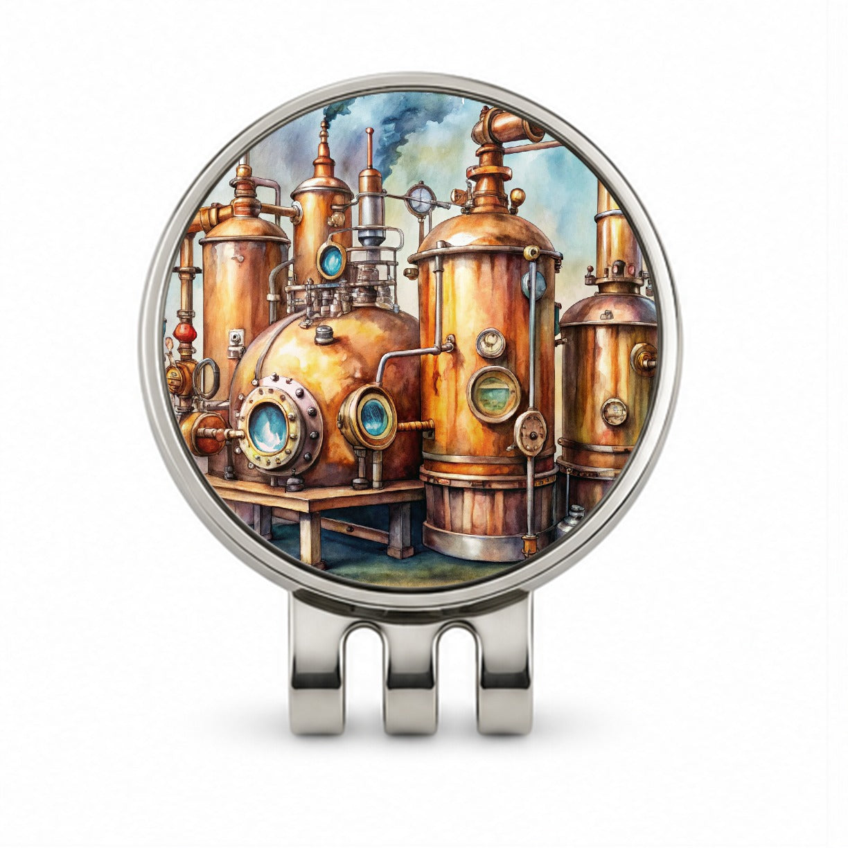 Steampunk Beer Alcohol Still Pipes And Gauges Golf Hat Clip with Ball Marker