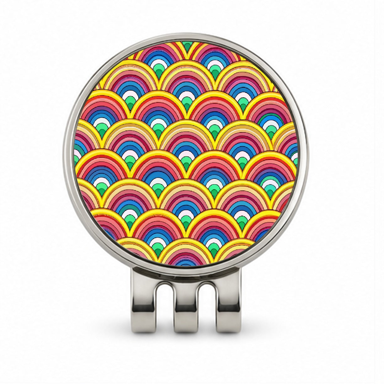 Bohemian Rainbow Pattern Golf Hat Clip with Ball Marker