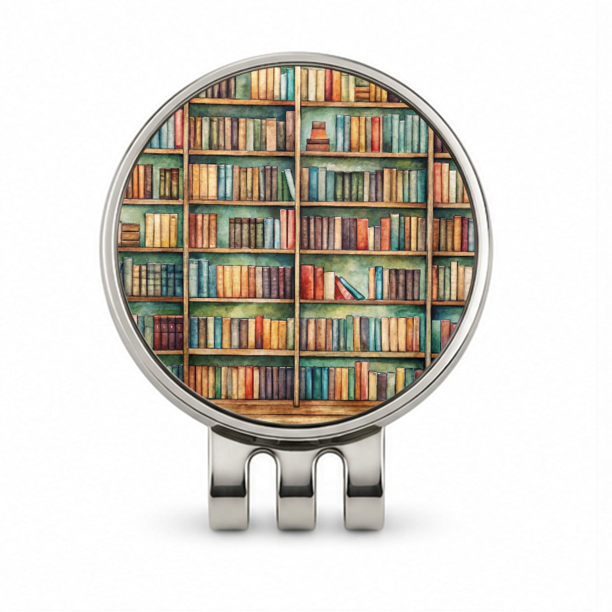 Bookshelves Library Reading Reader Books Golf Hat Clip with Ball Marker