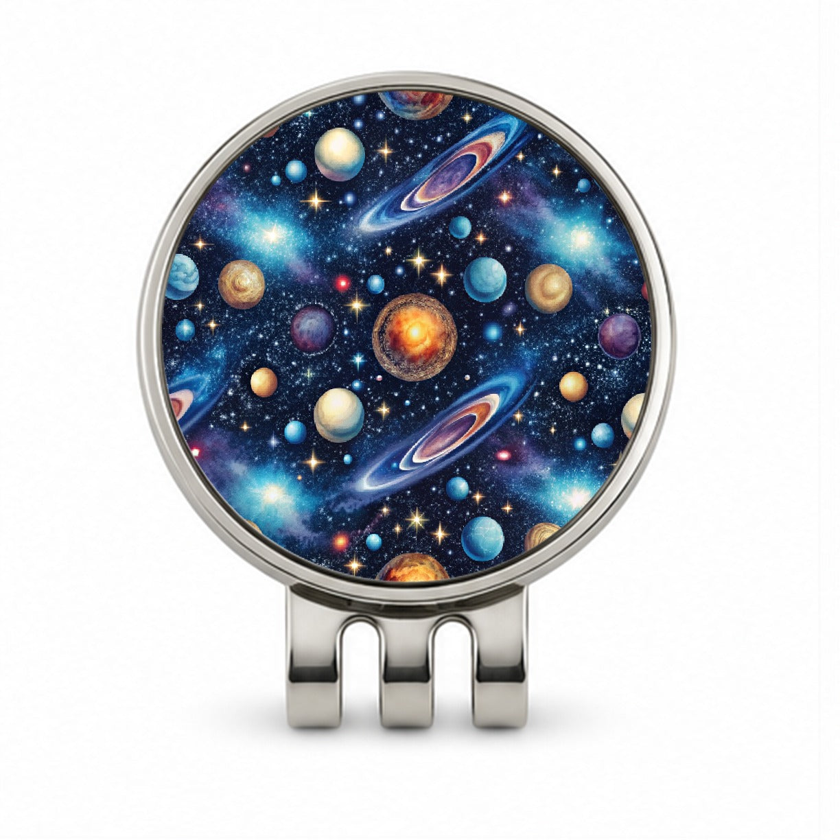 Galaxy Outer Space Astronomy Pattern Golf Hat Clip with Ball Marker
