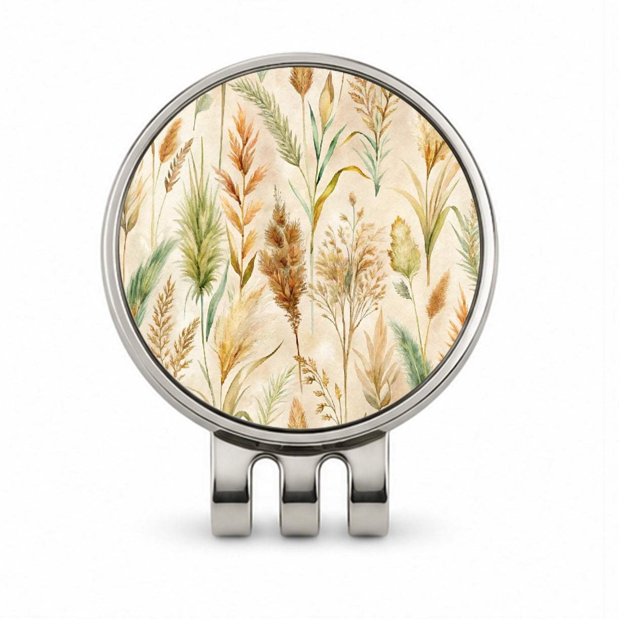 Wild Grasses Wheat Pattern Golf Hat Clip with Ball Marker