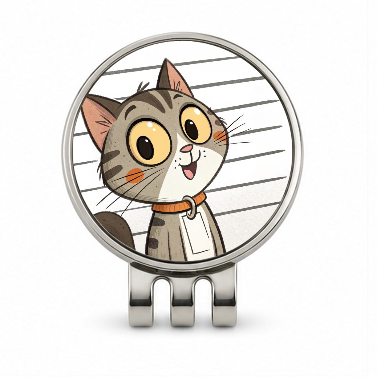 Cat Mug Shot Golf Hat Clip with Ball Marker