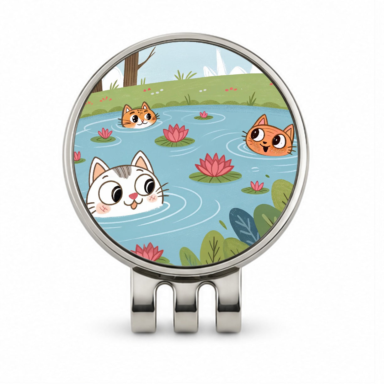 Cats Swimming In Pond Cute Golf Hat Clip with Ball Marker