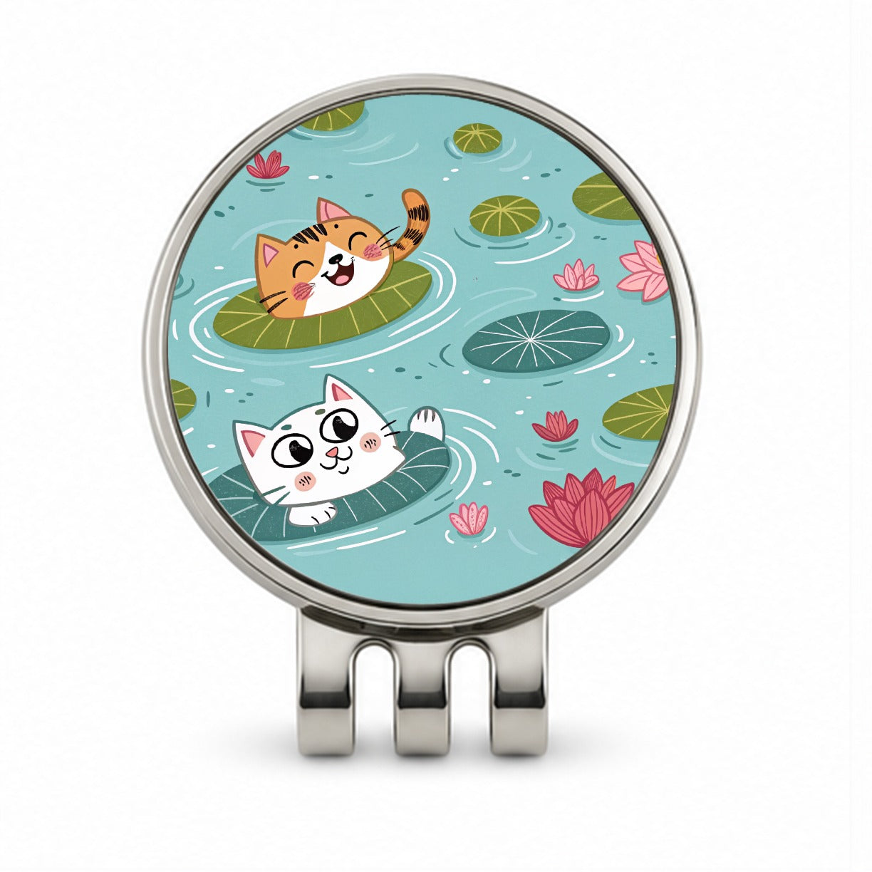 Cats Swimming In Pond Golf Hat Clip with Ball Marker