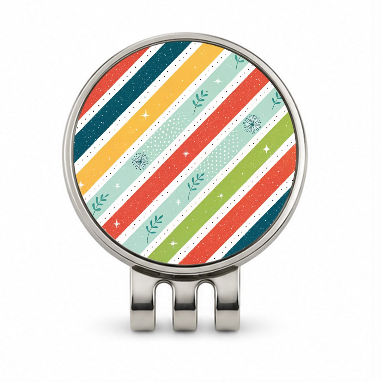 Cute Diagonal Stripes Golf Hat Clip with Ball Marker