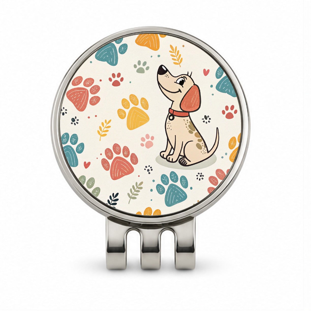 Dog Paw Prints Pastel Golf Hat Clip with Ball Marker