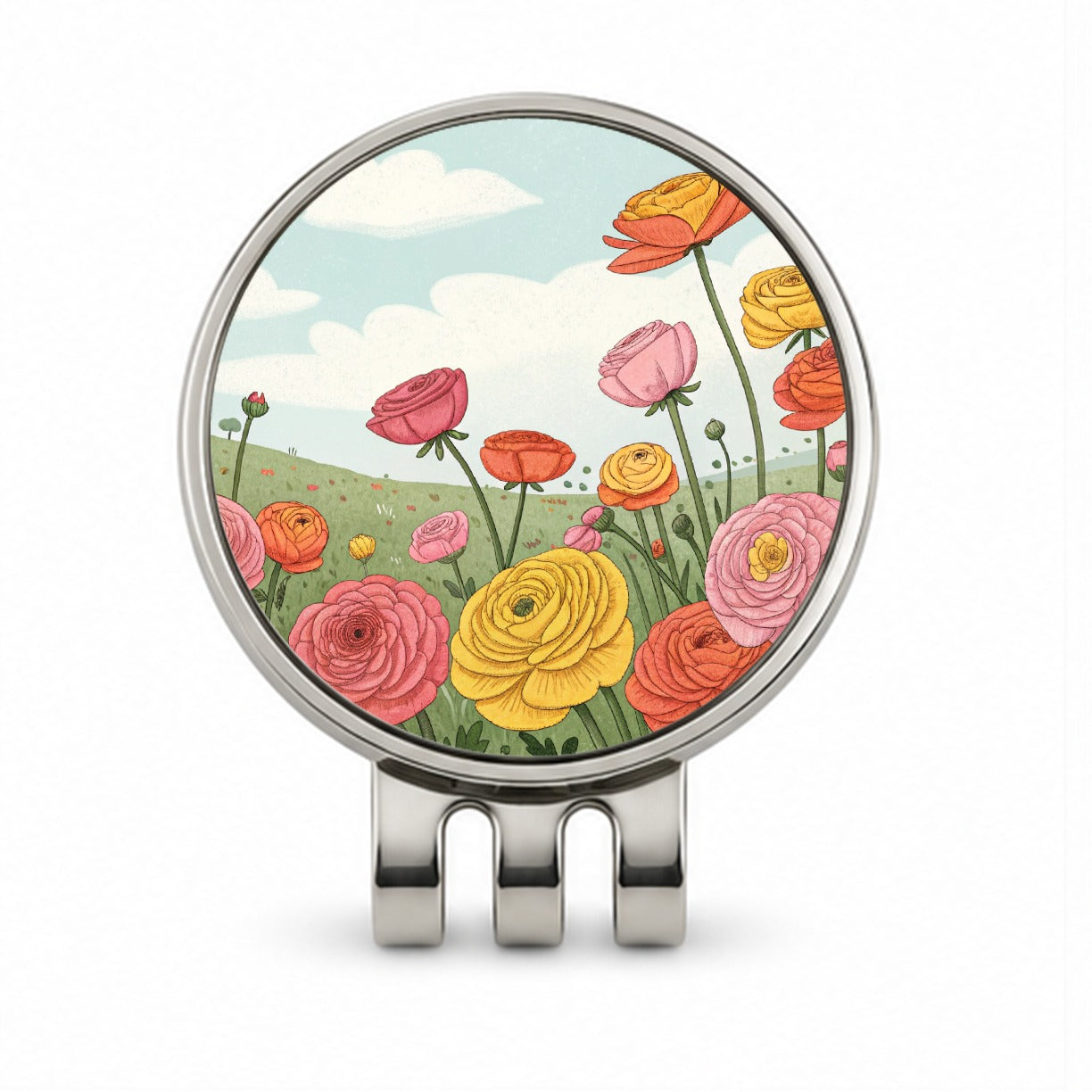 Field Of Ranunculus Flowers Golf Hat Clip with Ball Marker
