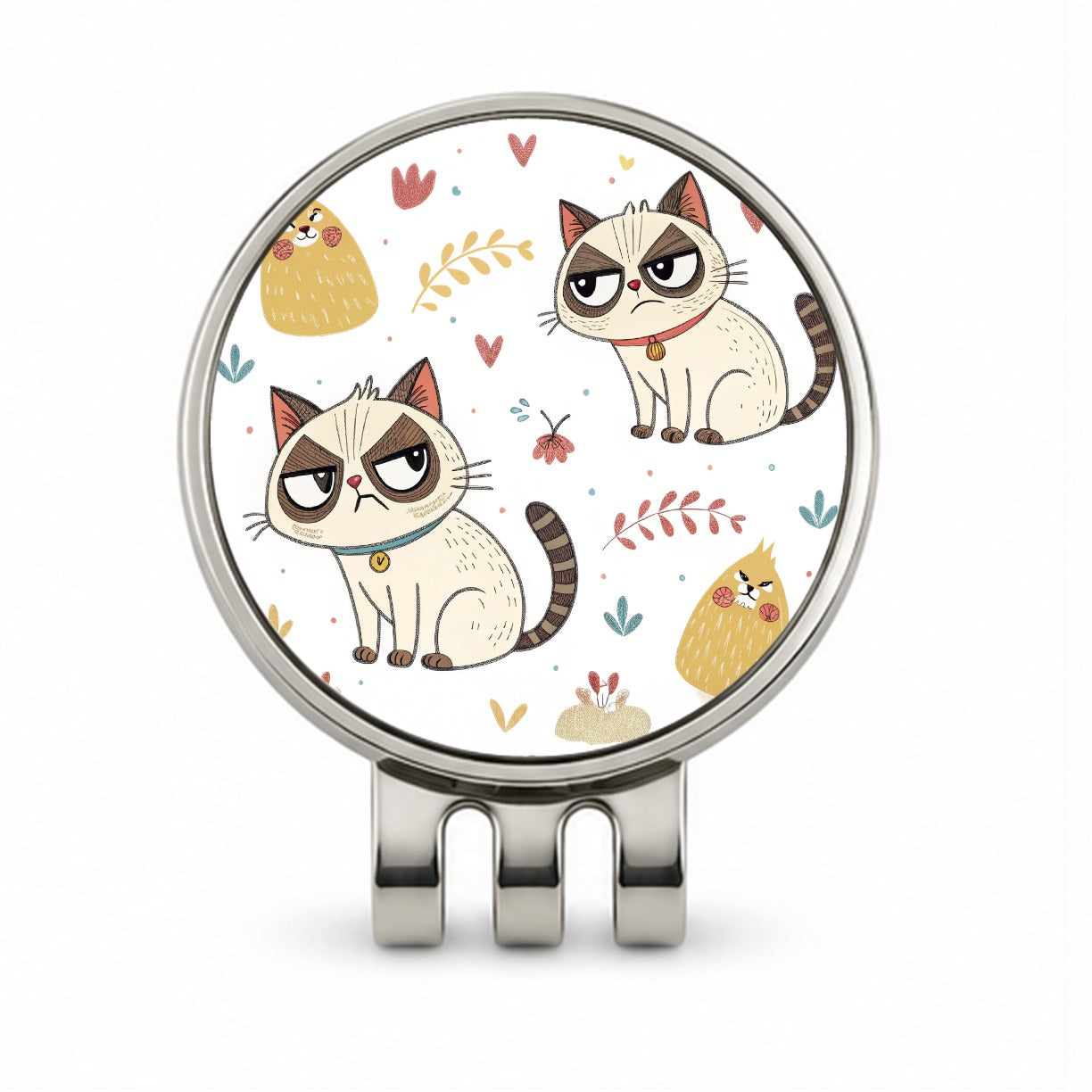 Grumpy Persian Kitties Cats Golf Hat Clip with Ball Marker