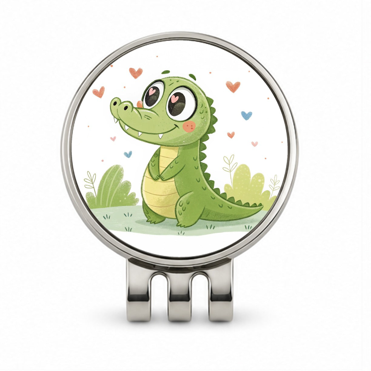 Kawaii Alligator Crocodile Love Hearts Golf Hat Clip with Ball Marker