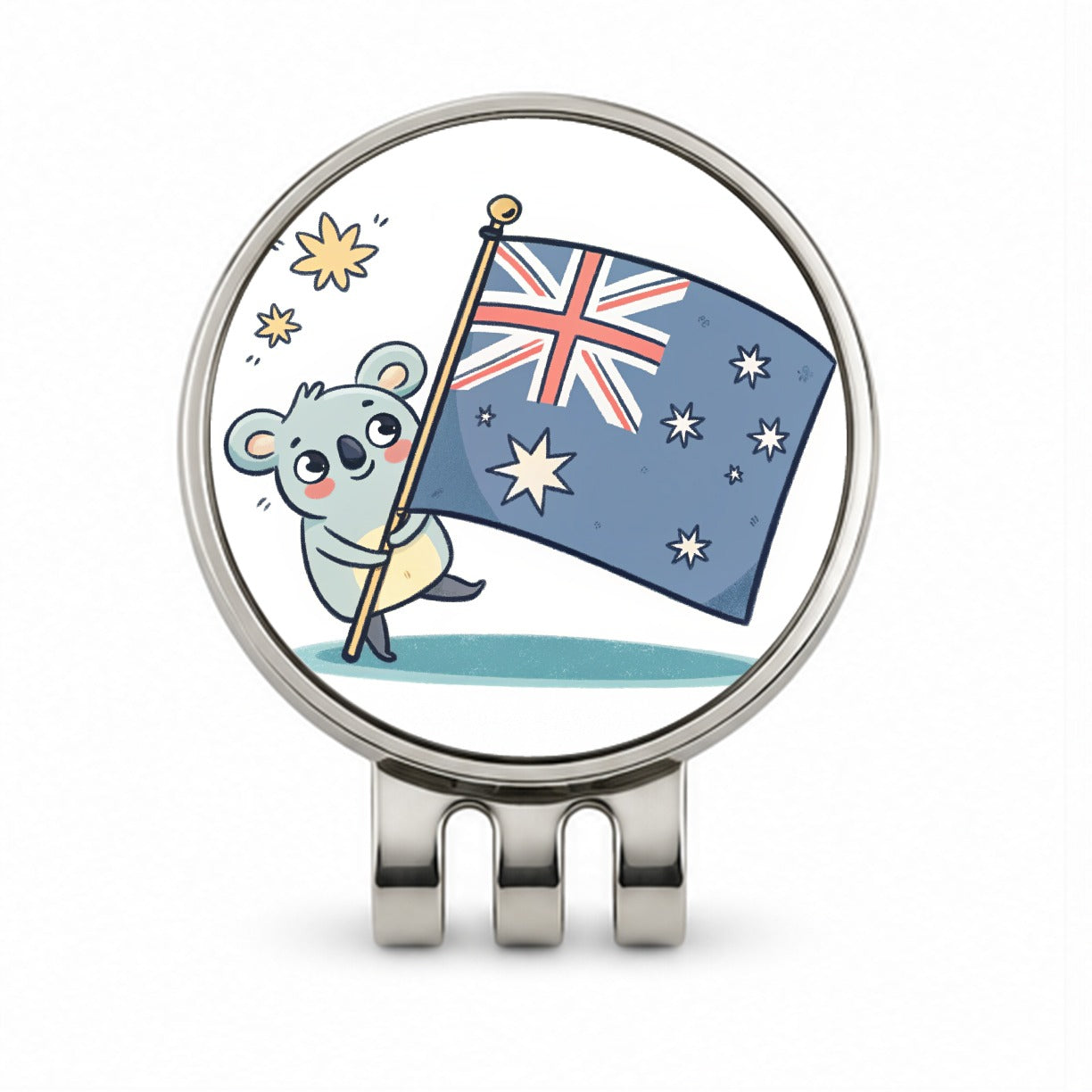 Kawaii Australian Flag Golf Hat Clip with Ball Marker
