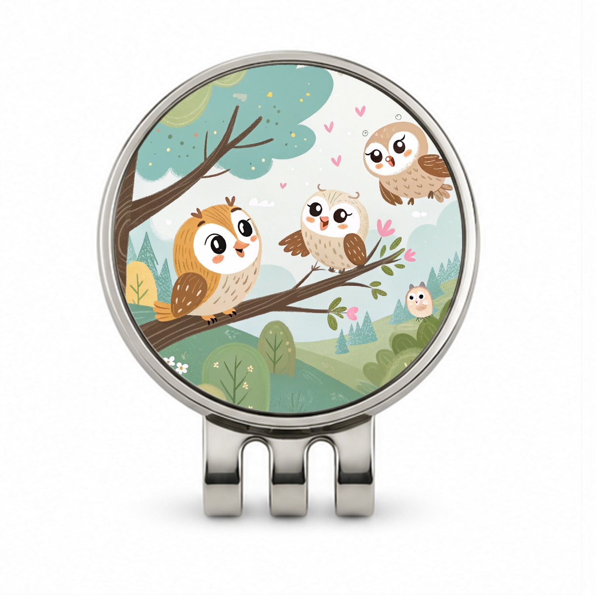 Kawaii Barn Owls Golf Hat Clip with Ball Marker