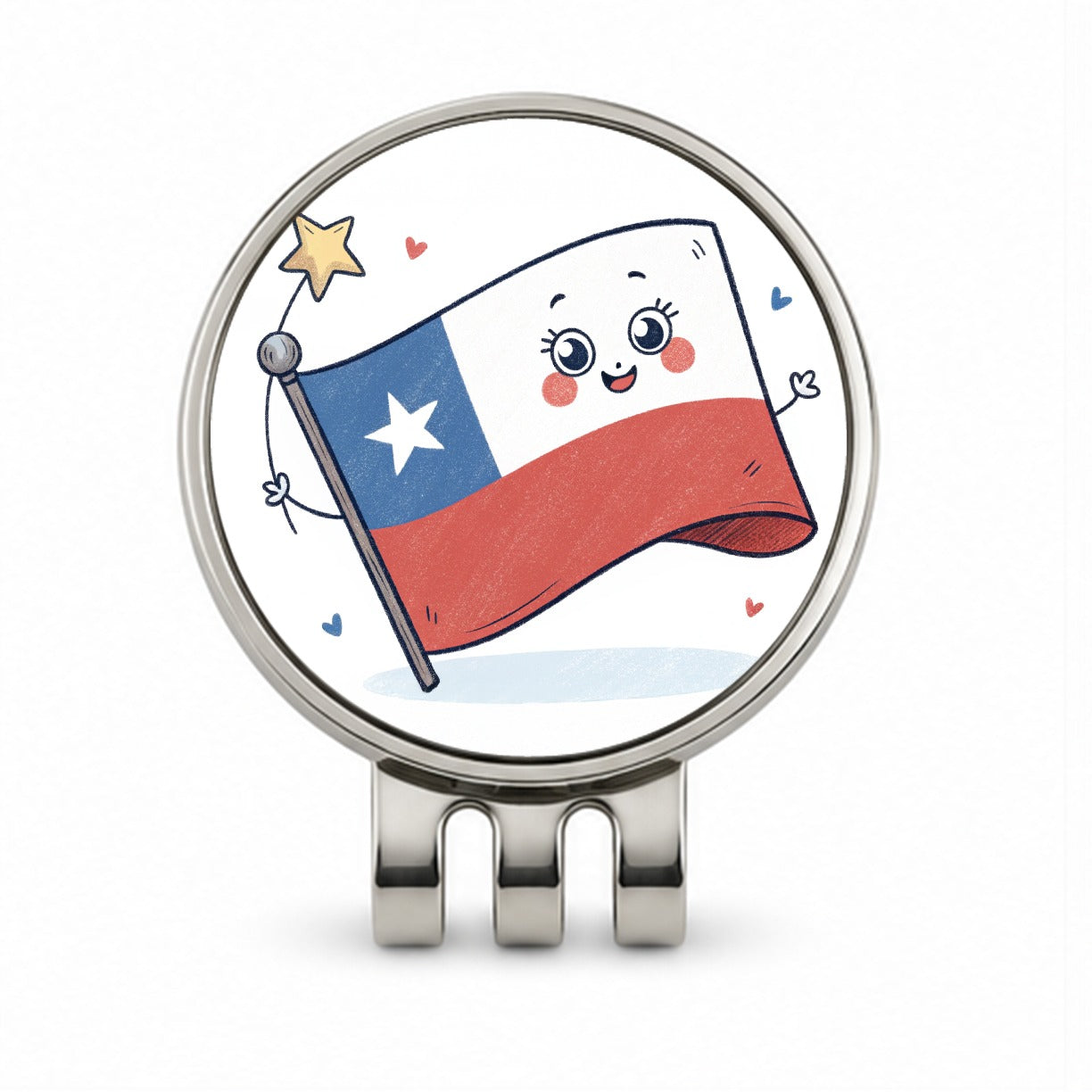 Kawaii Chile Flag Golf Hat Clip with Ball Marker