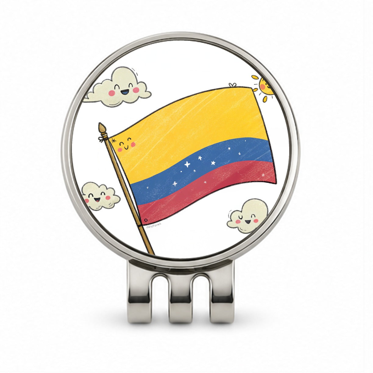 Kawaii Colombia Flag Golf Hat Clip with Ball Marker