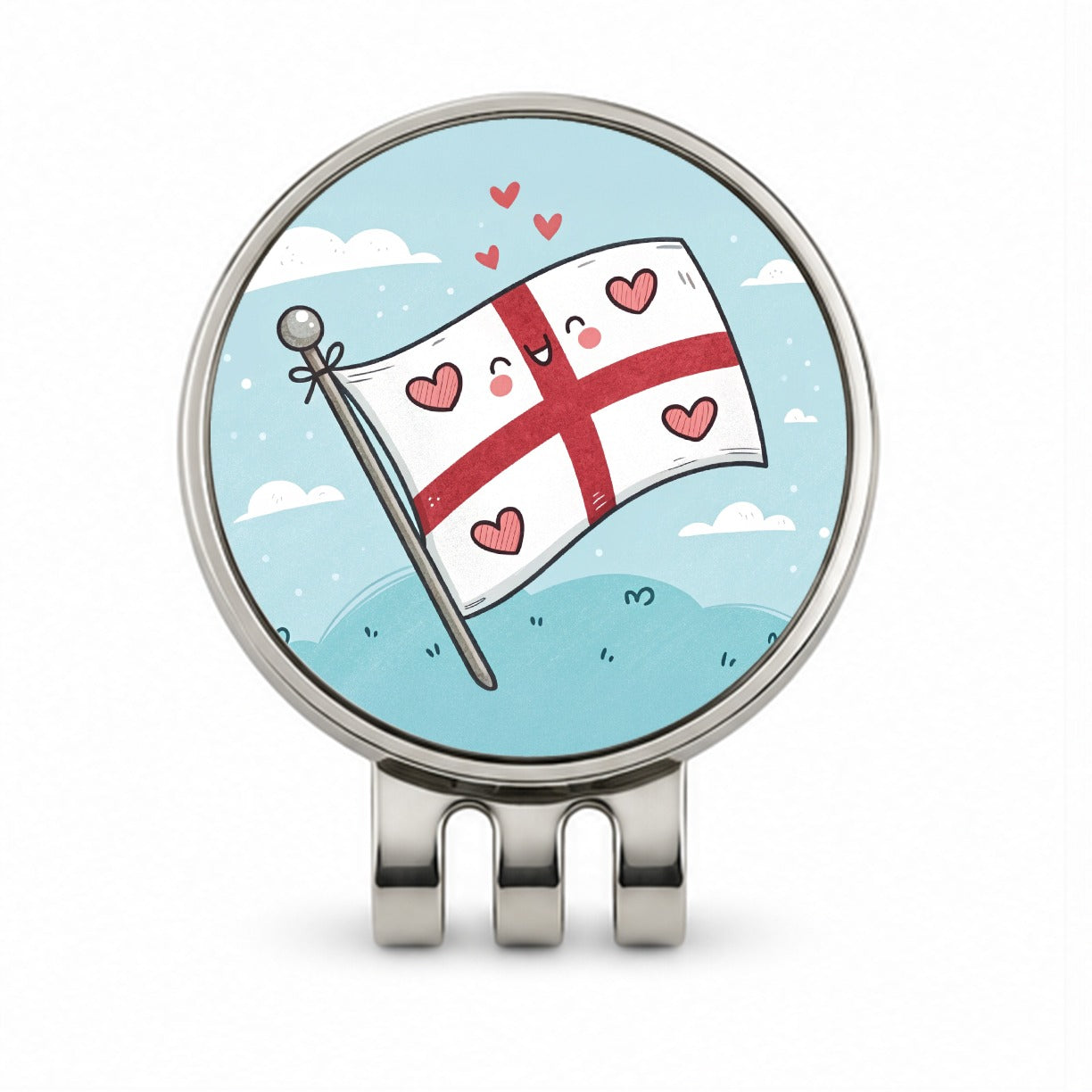 Kawaii England Flag Golf Hat Clip with Ball Marker
