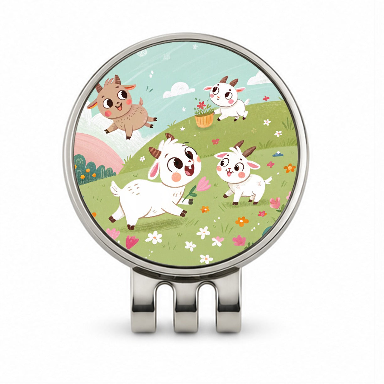 Kawaii Goats Golf Hat Clip with Ball Marker