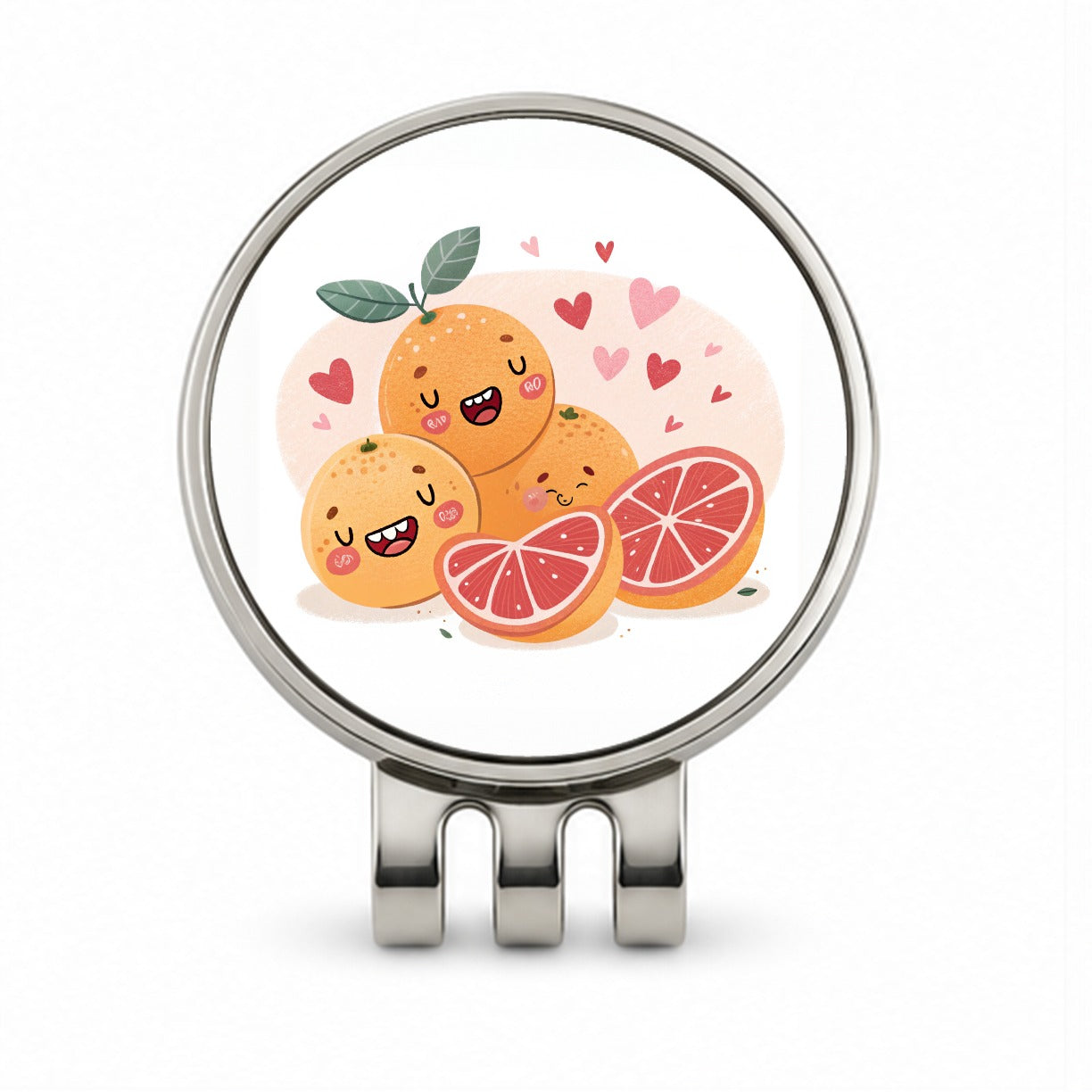 Kawaii Grapefruits And Hearts Golf Hat Clip with Ball Marker
