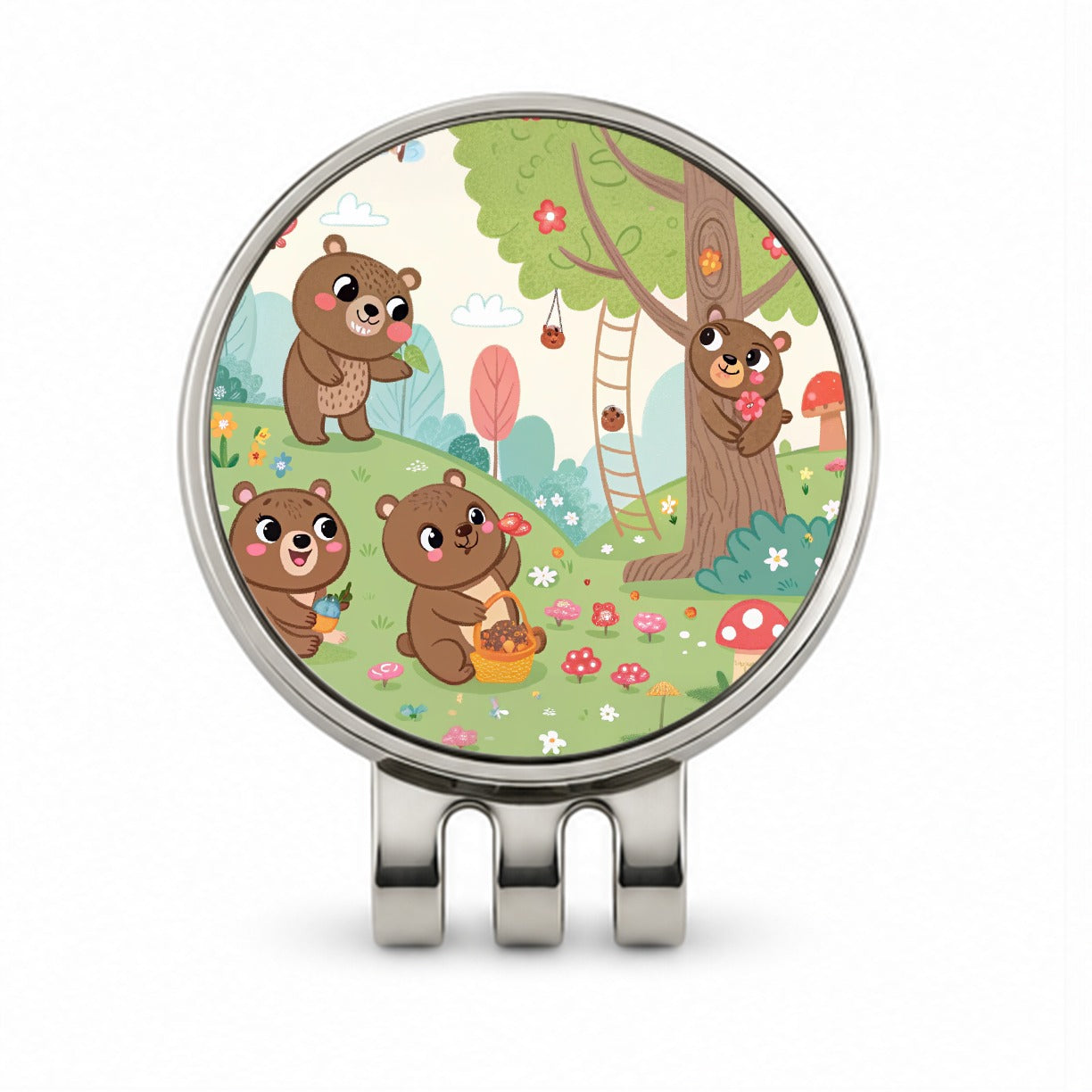 Kawaii Grizzly Bears Golf Hat Clip with Ball Marker