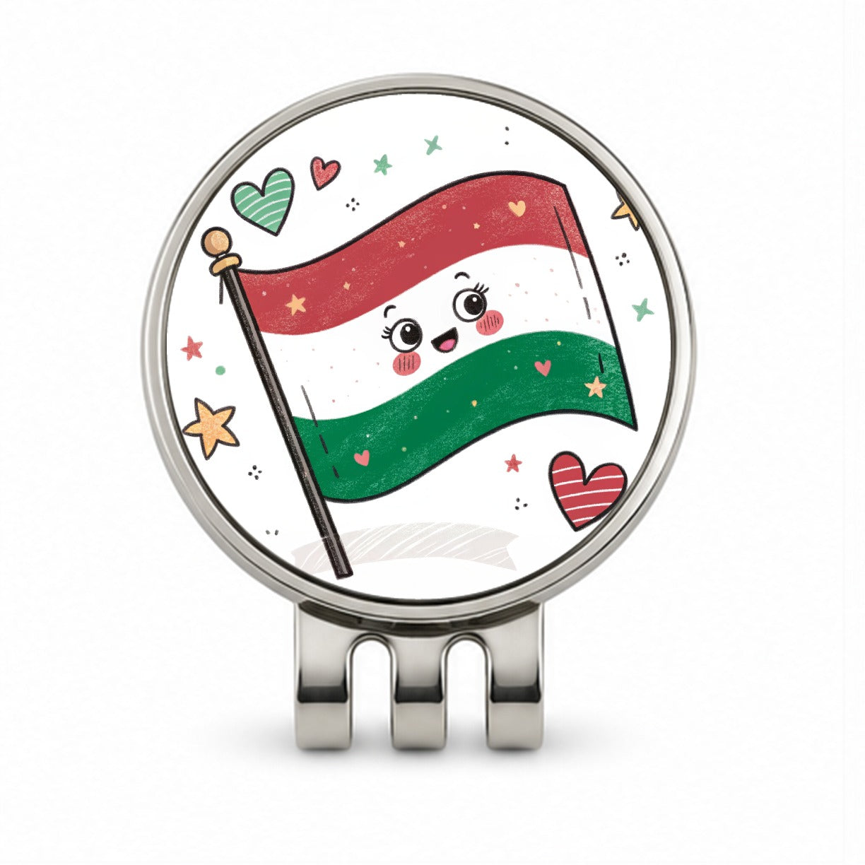 Kawaii Hungary Flag Golf Hat Clip with Ball Marker