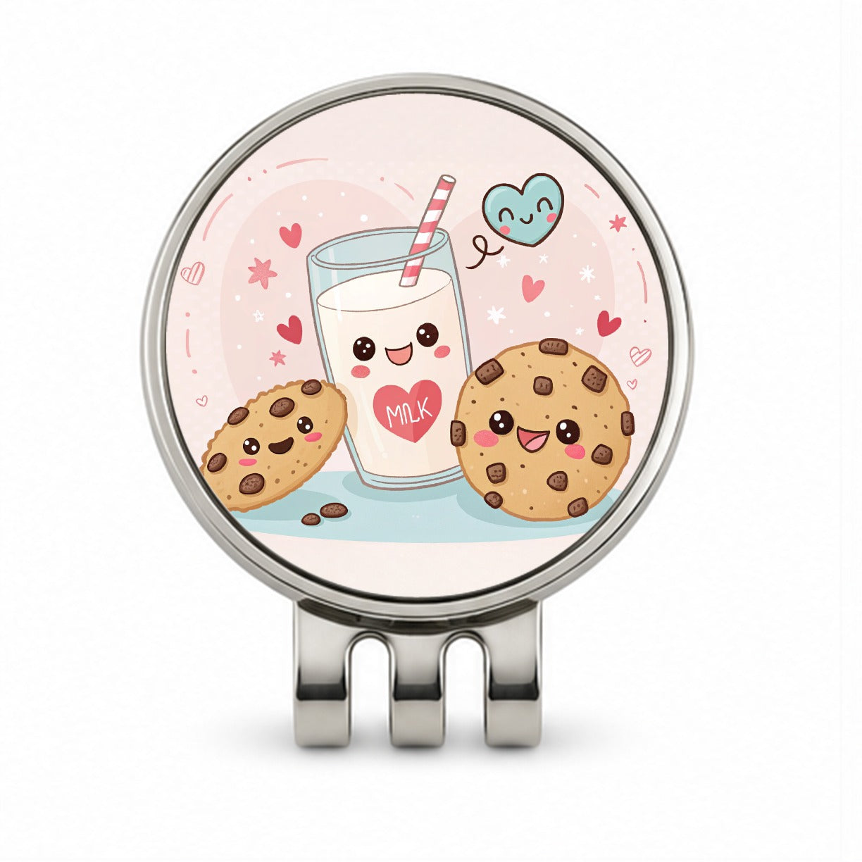 Kawaii Milk And Cookies Golf Hat Clip with Ball Marker