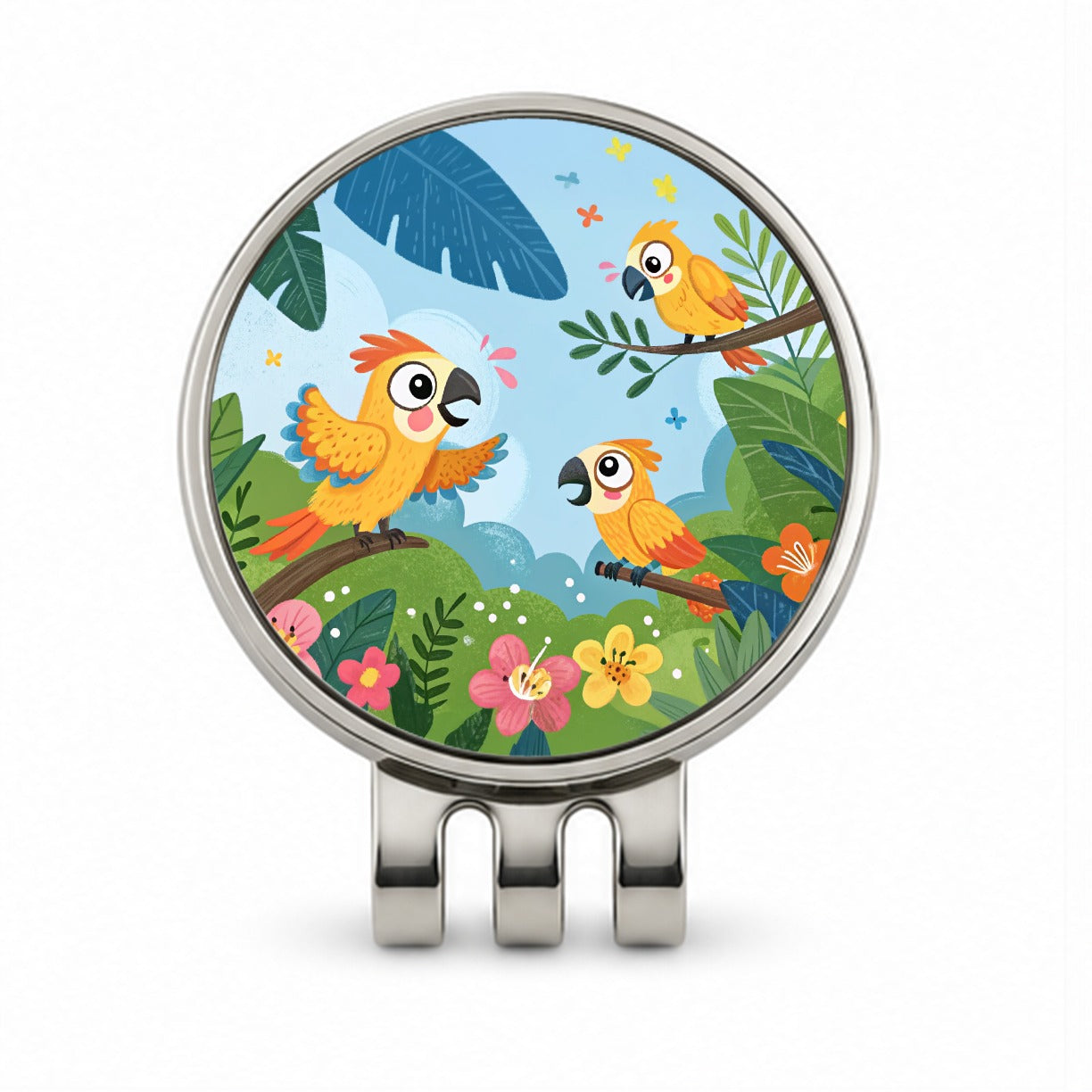 Kawaii Parrots Golf Hat Clip with Ball Marker