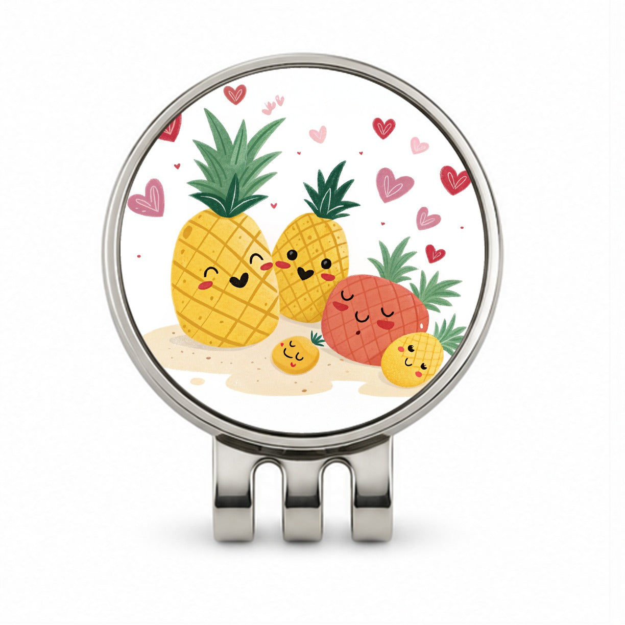 Kawaii Pineapples And Hearts Golf Hat Clip with Ball Marker