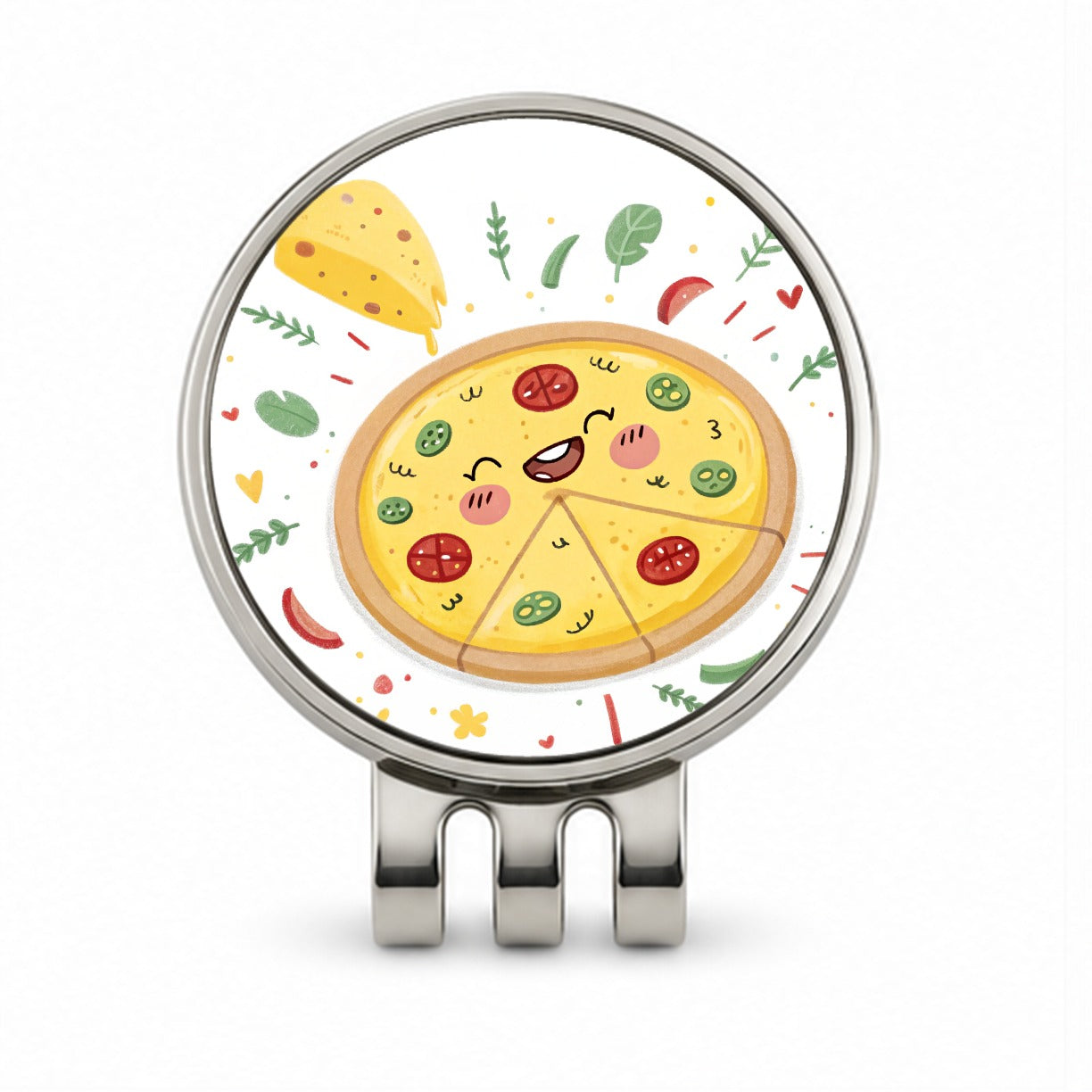 Kawaii Pizza Golf Hat Clip with Ball Marker