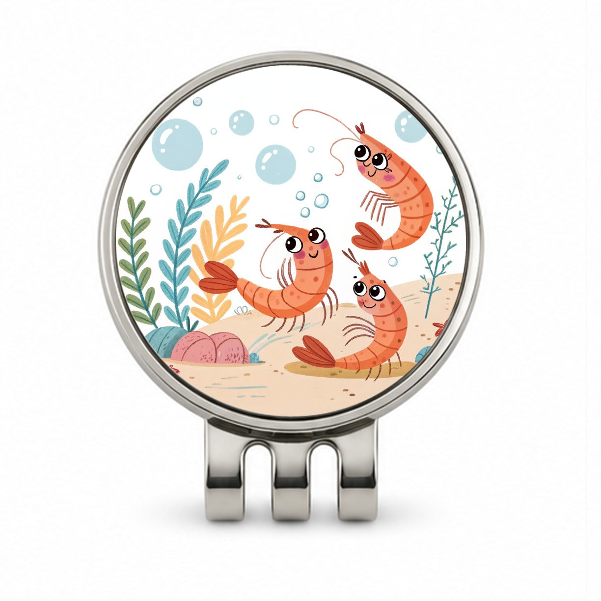 Kawaii Shrimp Golf Hat Clip with Ball Marker