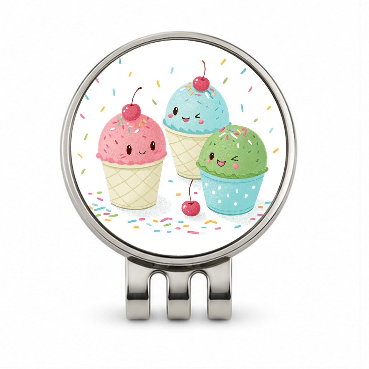 Kawaii Snowcones Golf Hat Clip with Ball Marker