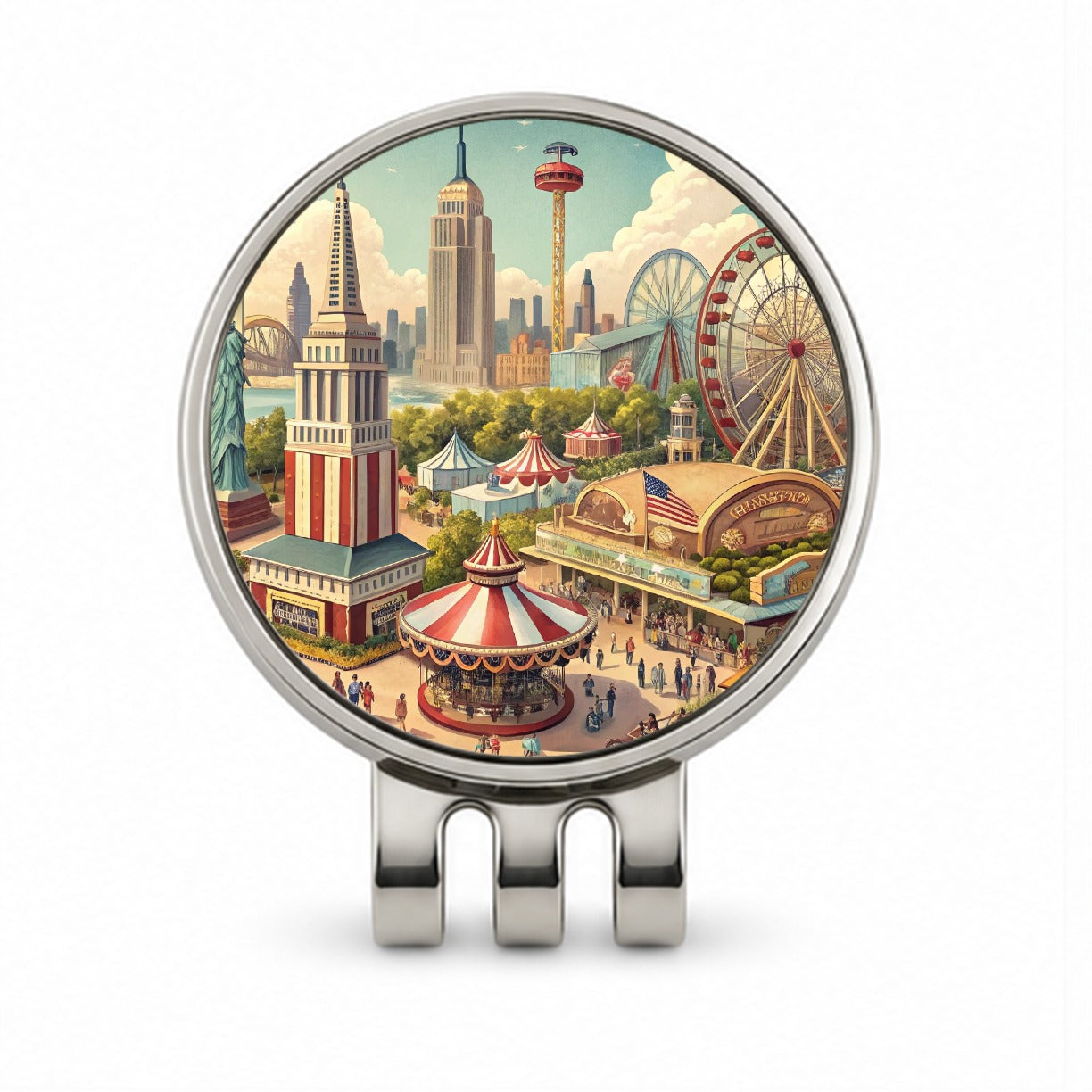 Americana New York World's Fair Golf Hat Clip with Ball Marker