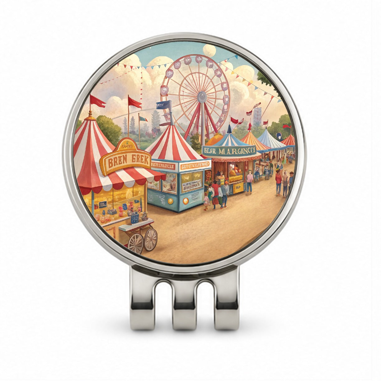 Americana State Fair Scene Golf Hat Clip with Ball Marker