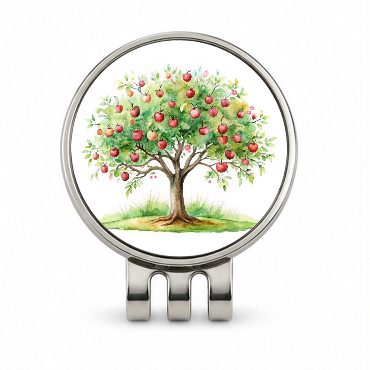 Apple Tree Watercolor Golf Hat Clip with Ball Marker