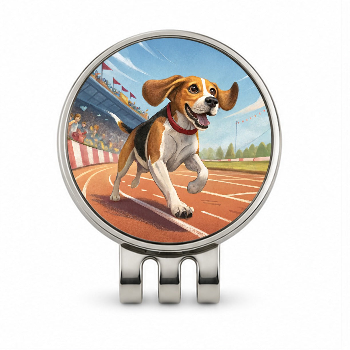Beagle Dog Racing Golf Hat Clip with Ball Marker