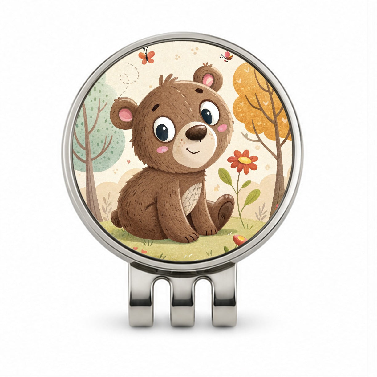 Bear Children's Illustration Style Golf Hat Clip with Ball Marker