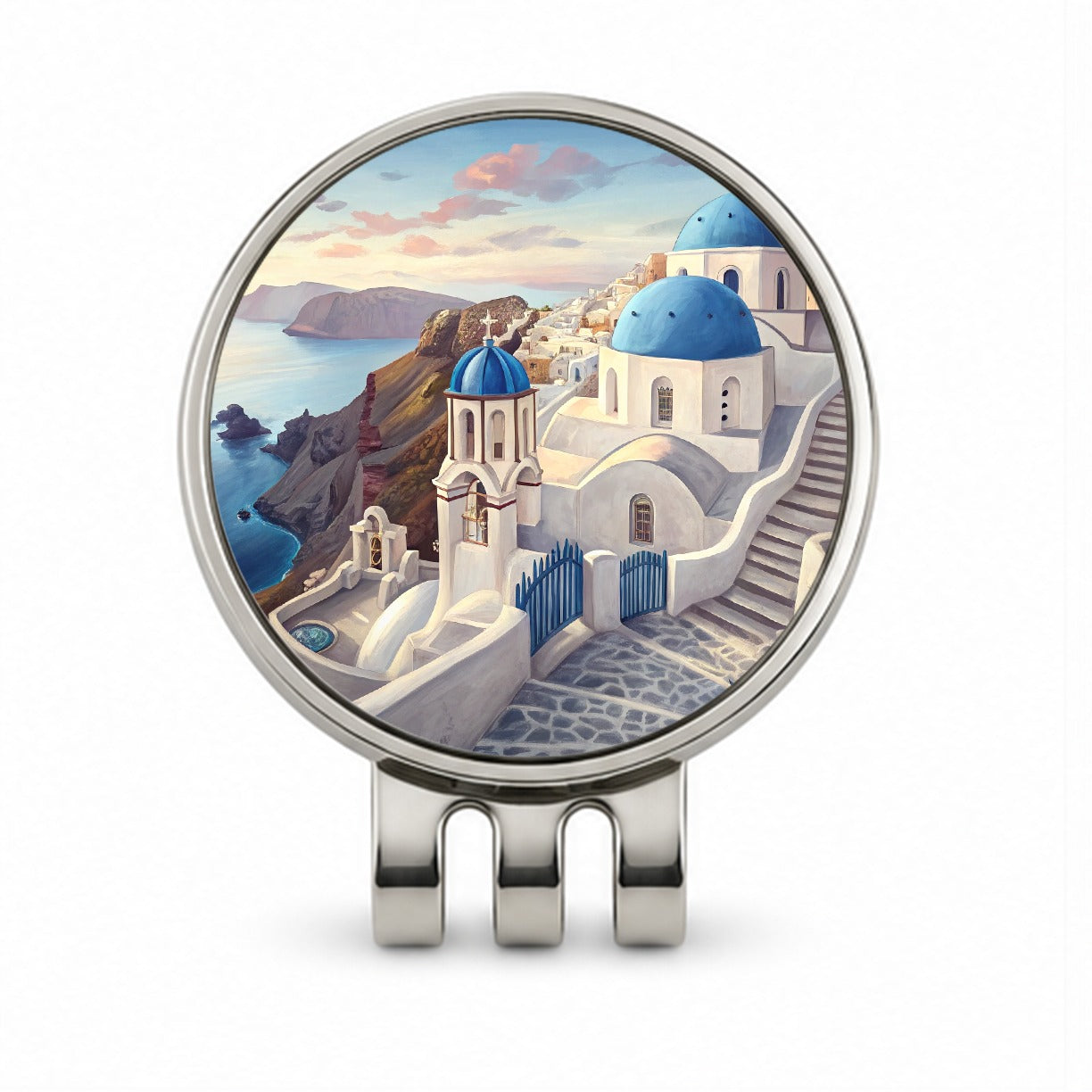 Blue Domes Of Oia Santorini Greece Aegean Sea Golf Hat Clip with Ball Marker