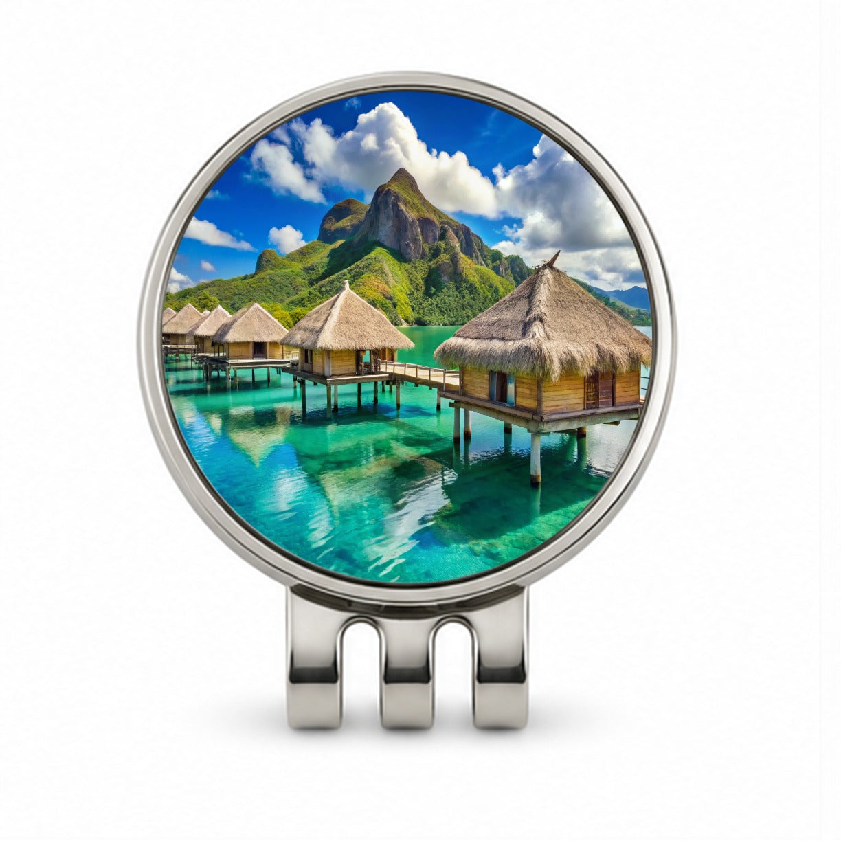 Bora Bora Huts On Water French Polynesia Golf Hat Clip with Ball Marker