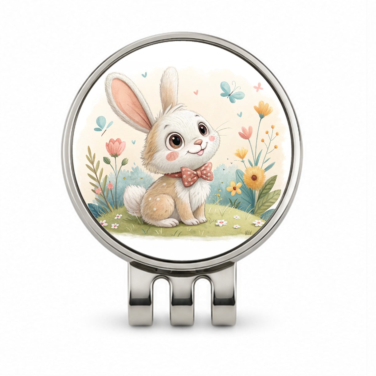 Bunny Rabbit Children's Illustration Style Golf Hat Clip with Ball Marker