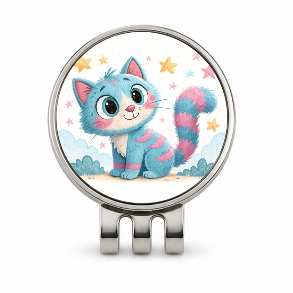 Cat Children's Illustration Style Golf Hat Clip with Ball Marker