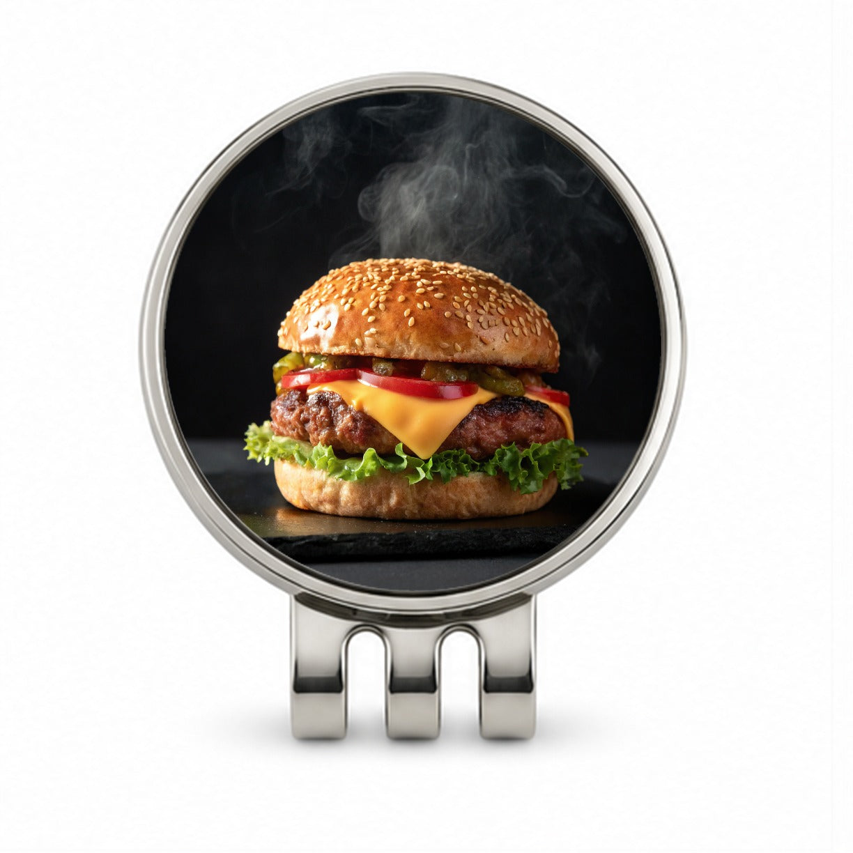 Cheeseburger with all the Toppings Golf Hat Clip with Ball Marker