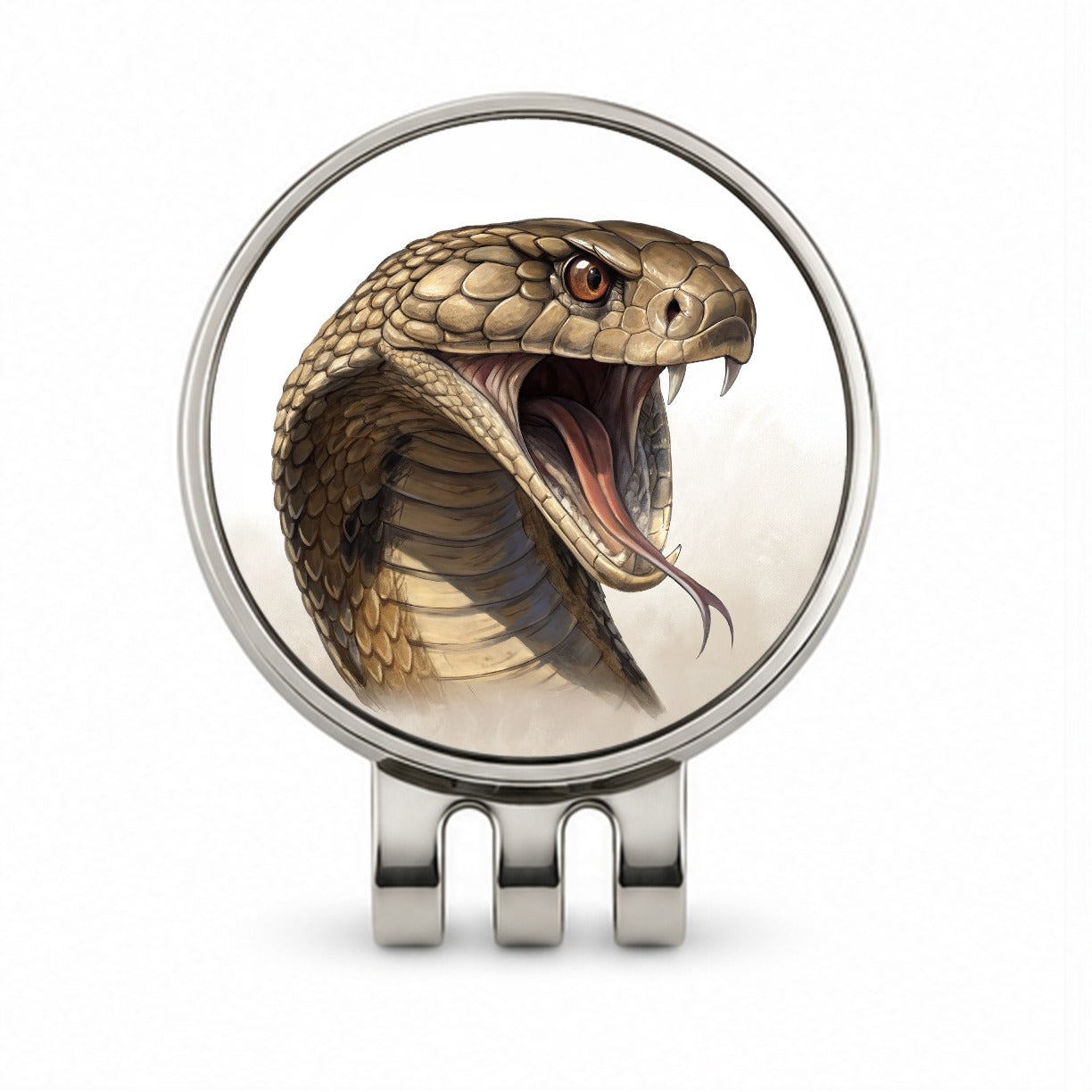 Cobra Snake Head Close-up Scary Reptile Golf Hat Clip with Ball Marker