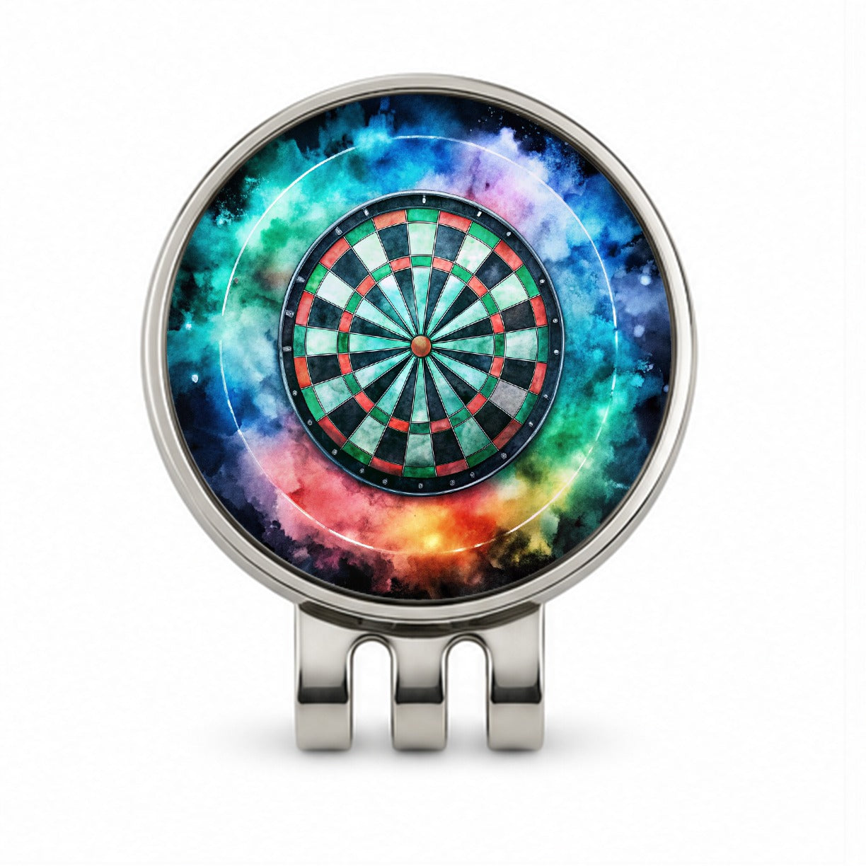 Dart Board Black Watercolor Golf Hat Clip with Ball Marker