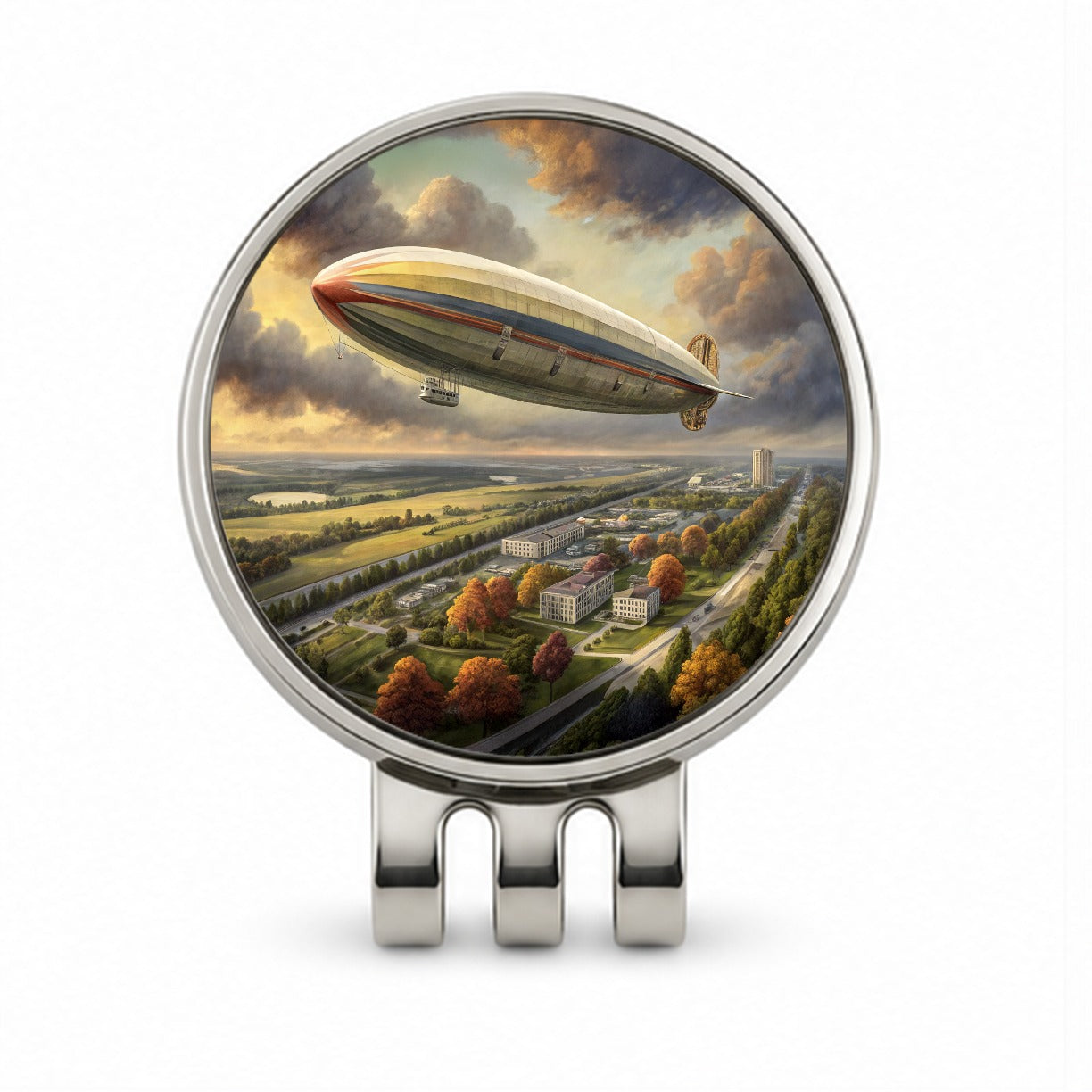 Dirigible Airship In Flight Over New Jersey Golf Hat Clip with Ball Marker