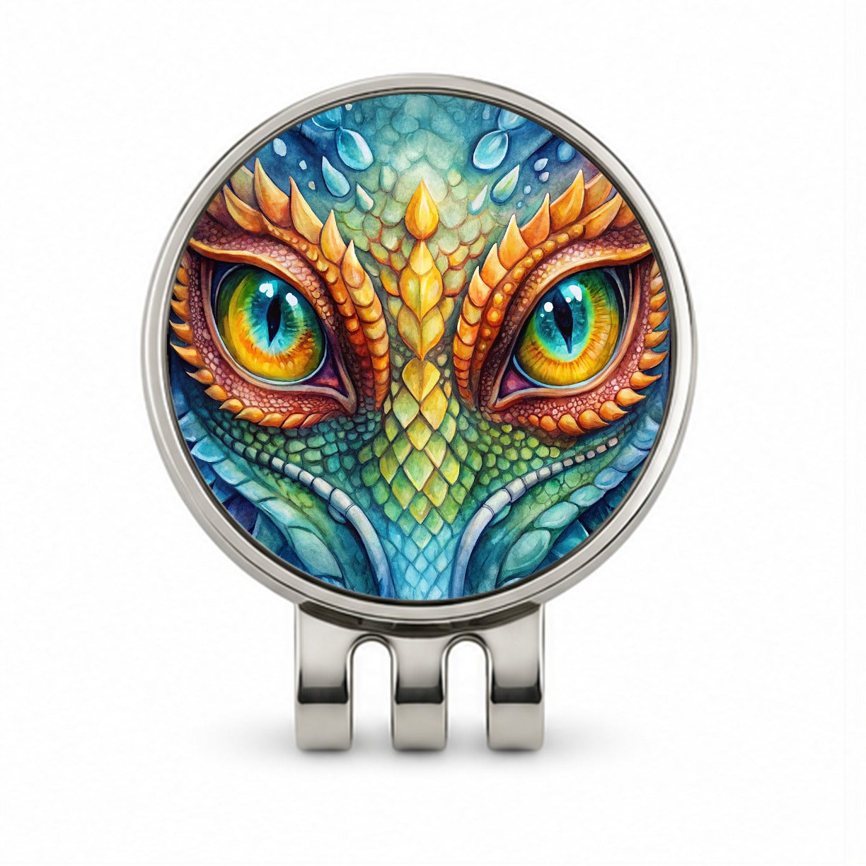 Dragon Eyes Close Up Watercolor Golf Hat Clip with Ball Marker