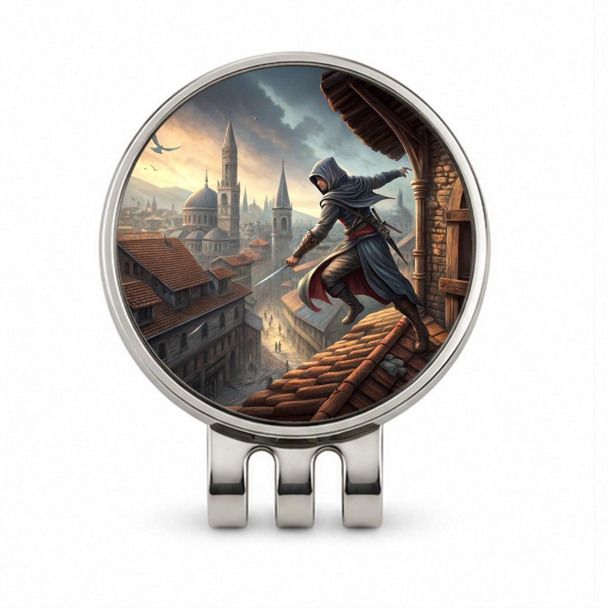 Fantasy Assassin Rogue Thief Rooftop Running Golf Hat Clip with Ball Marker