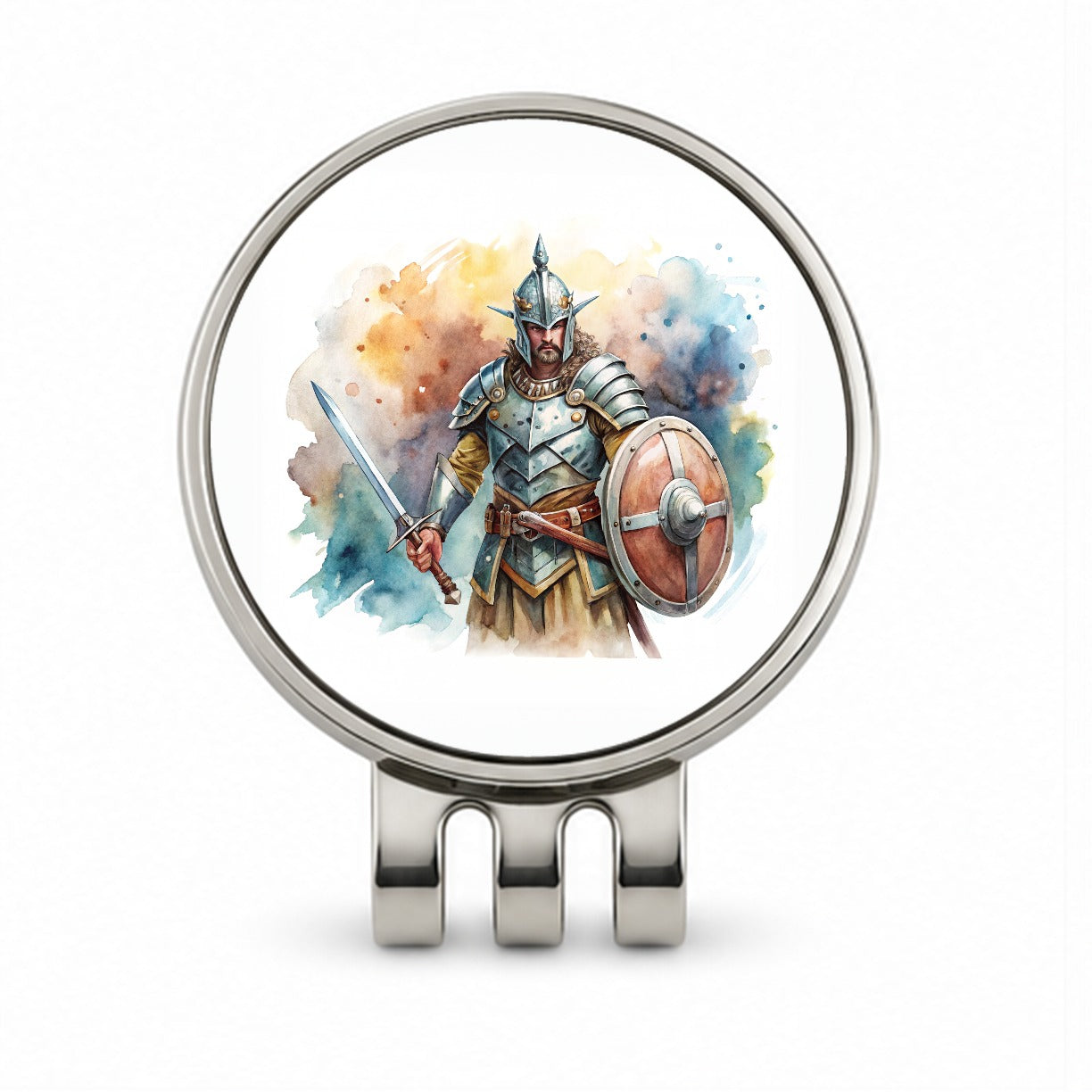 Fantasy Male Warrior Fighter With Full Armor Tank Golf Hat Clip with Ball Marker
