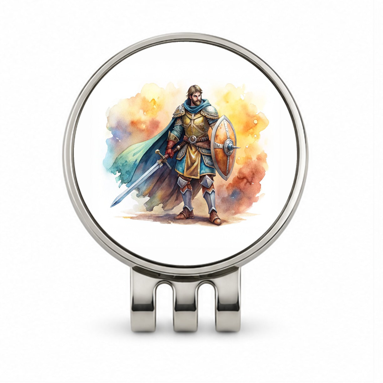 Fantasy Male Warrior Fighter With Sword And Shield Tank Golf Hat Clip with Ball Marker