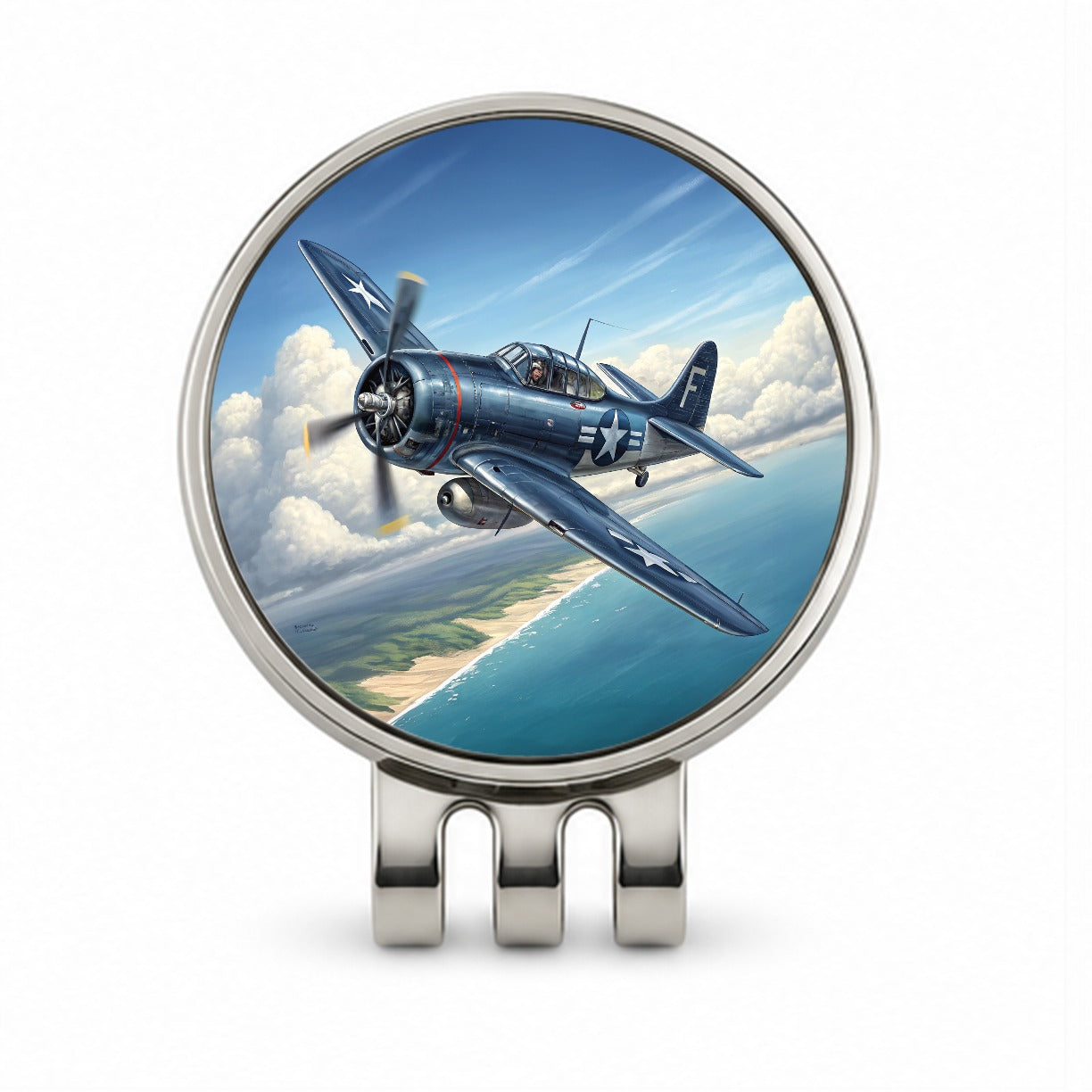 Grumman F6f Hellcat WWII US Navy Fighter Plane Golf Hat Clip with Ball Marker