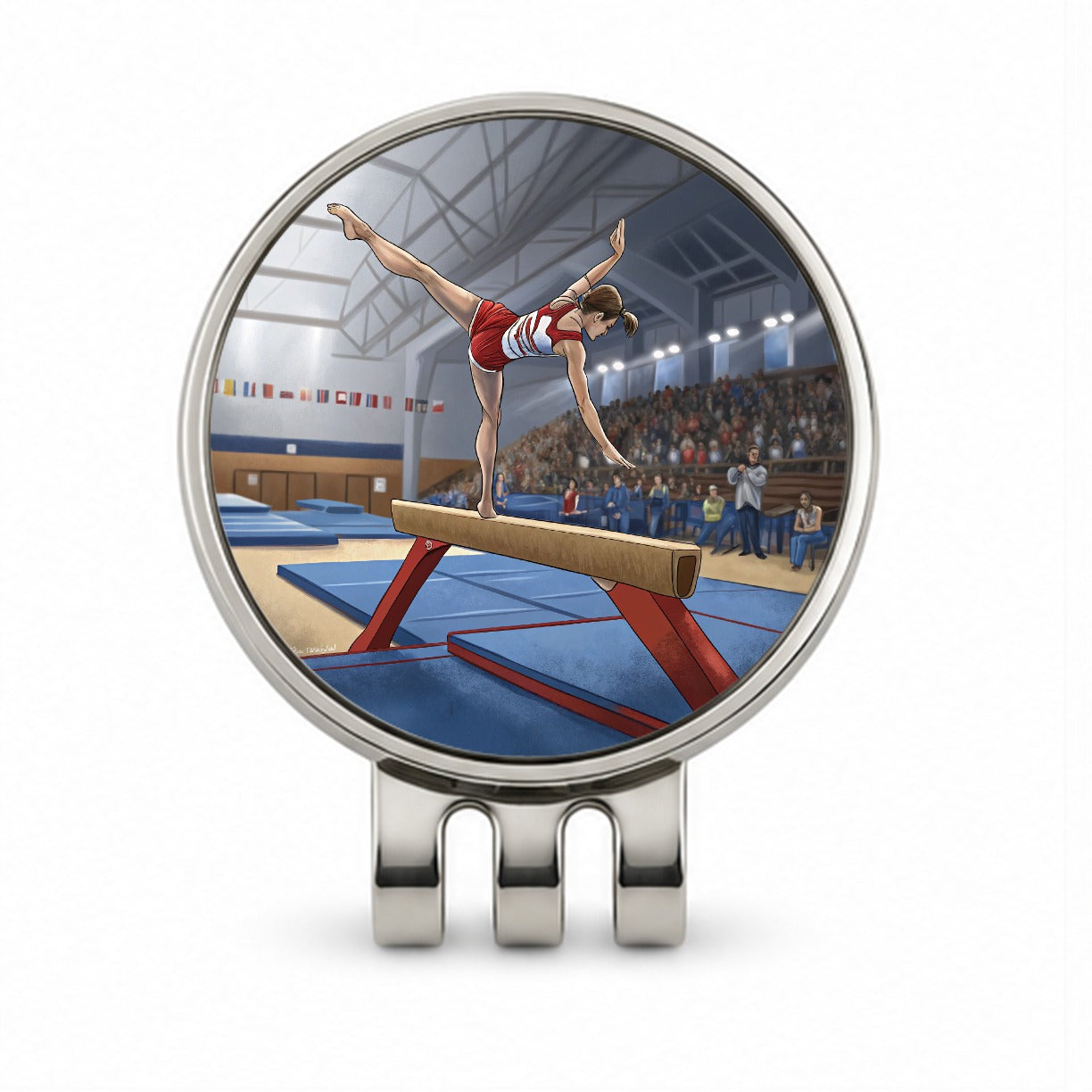 Gymnastics Balance Beam Golf Hat Clip with Ball Marker