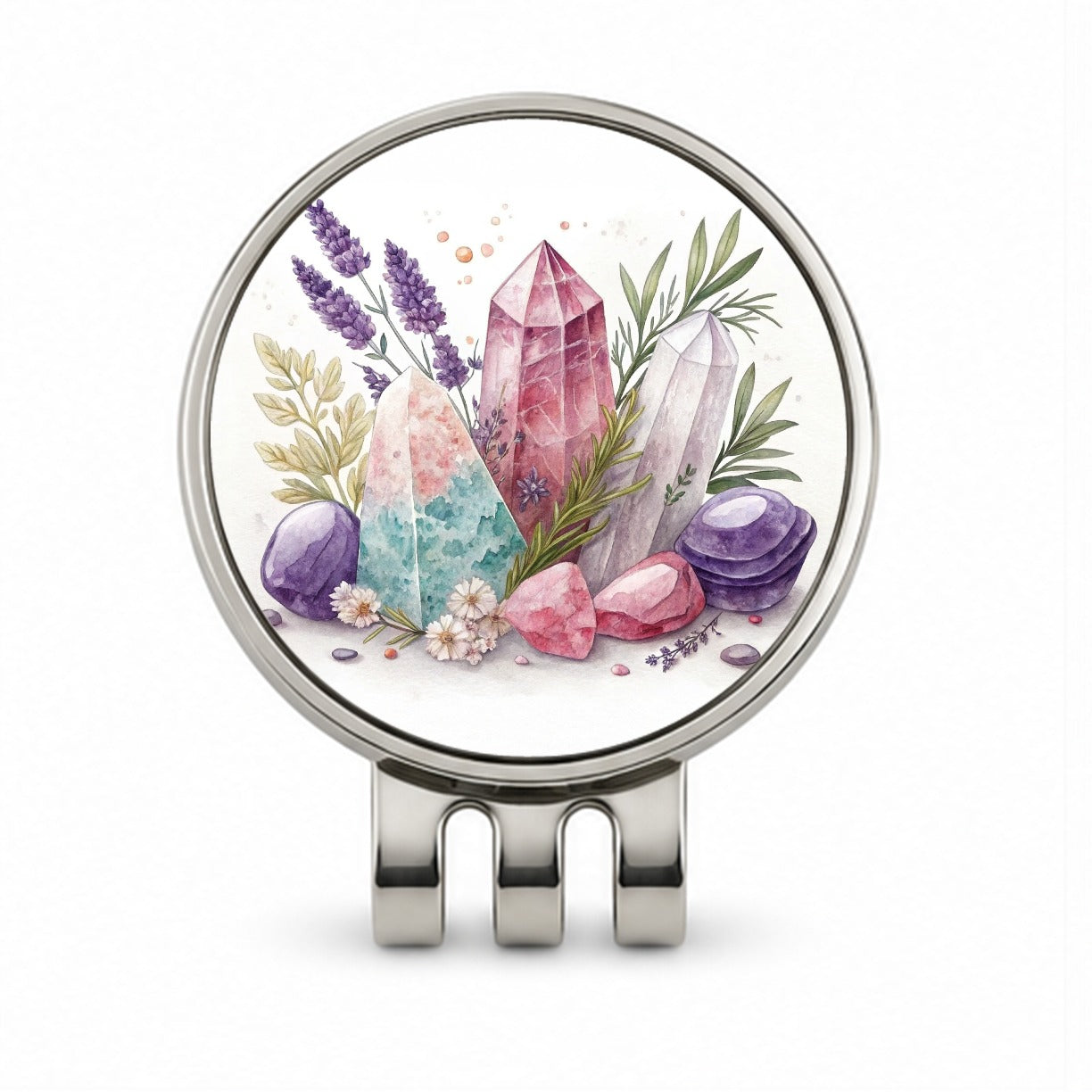 Healing Crystals and Herbs Golf Hat Clip with Ball Marker